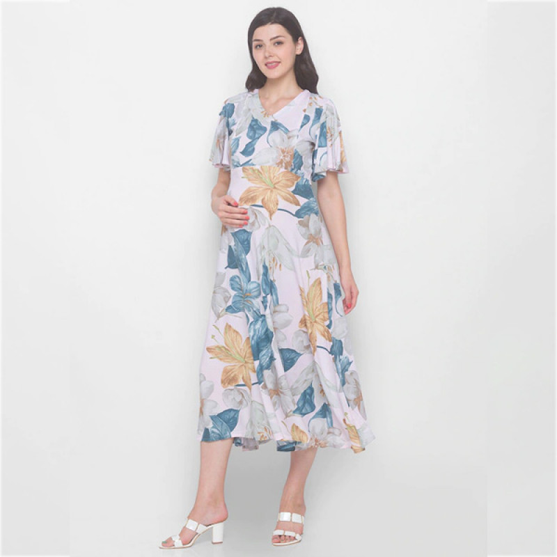 Floral Maternity Midi Dress
