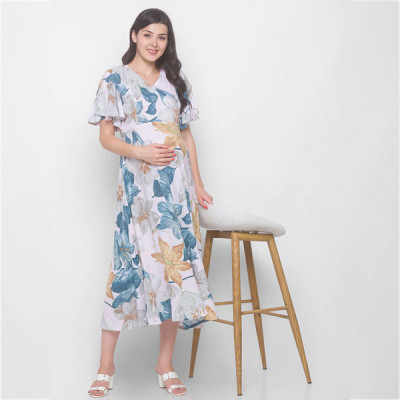 Floral Maternity Midi Dress