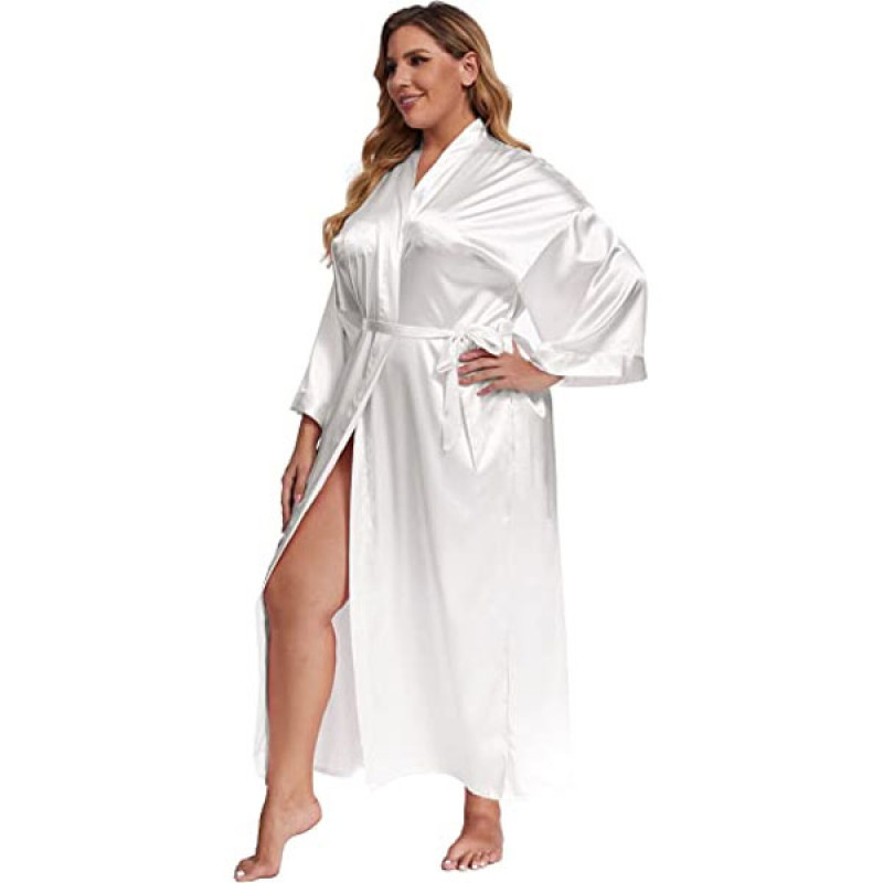Women's Plus Size Long Satin Plus Size Long Silk Sleepwear